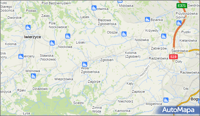 mapa Zgłobień, Zgłobień na mapie Targeo