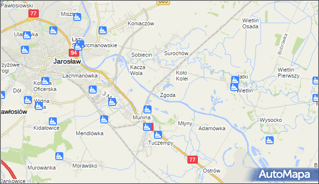 mapa Zgoda gmina Jarosław, Zgoda gmina Jarosław na mapie Targeo