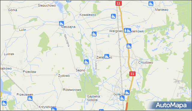 mapa Zielątkowo gmina Suchy Las, Zielątkowo gmina Suchy Las na mapie Targeo