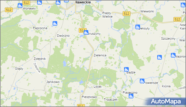 mapa Zielenica gmina Górowo Iławeckie, Zielenica gmina Górowo Iławeckie na mapie Targeo