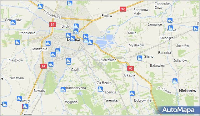mapa Zielkowice, Zielkowice na mapie Targeo