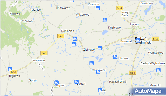 mapa Zielnowo gmina Radzyń Chełmiński, Zielnowo gmina Radzyń Chełmiński na mapie Targeo