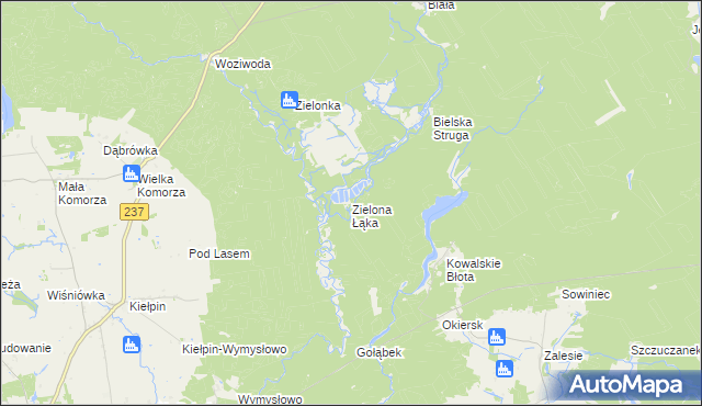 mapa Zielona Łąka gmina Tuchola, Zielona Łąka gmina Tuchola na mapie Targeo