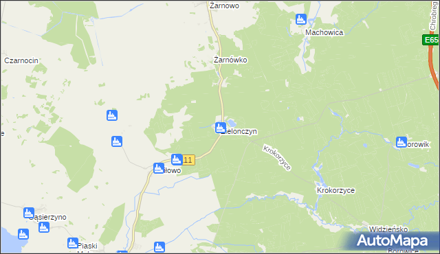 mapa Zielonczyn gmina Stepnica, Zielonczyn gmina Stepnica na mapie Targeo