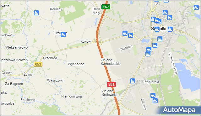 mapa Zielone Kamedulskie, Zielone Kamedulskie na mapie Targeo