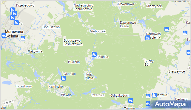 mapa Zielonka gmina Murowana Goślina, Zielonka gmina Murowana Goślina na mapie Targeo