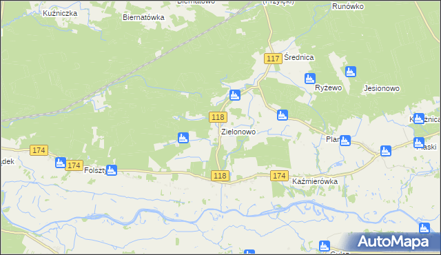 mapa Zielonowo gmina Wieleń, Zielonowo gmina Wieleń na mapie Targeo