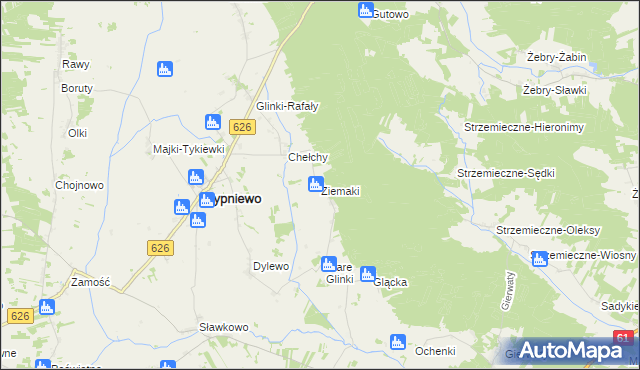 mapa Ziemaki gmina Sypniewo, Ziemaki gmina Sypniewo na mapie Targeo