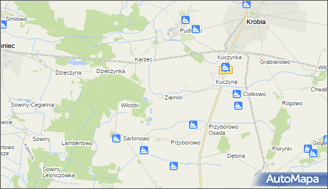 mapa Ziemlin, Ziemlin na mapie Targeo