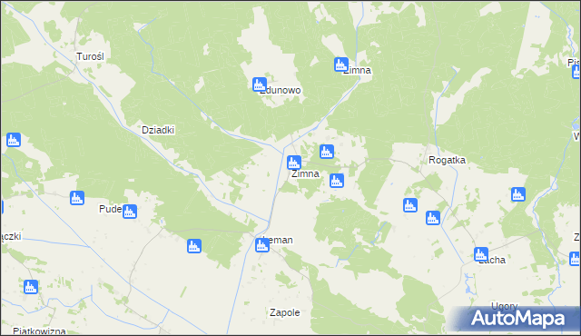 mapa Zimna gmina Turośl, Zimna gmina Turośl na mapie Targeo