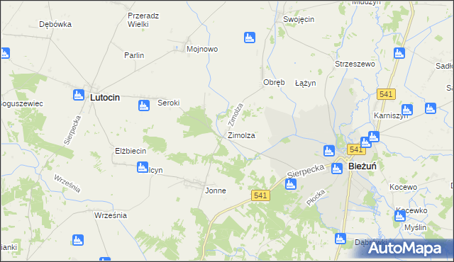 mapa Zimolza, Zimolza na mapie Targeo