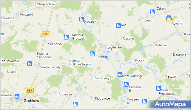 mapa Ziomaki gmina Grębków, Ziomaki gmina Grębków na mapie Targeo