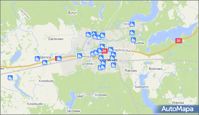 mapa Złocieniec, Złocieniec na mapie Targeo