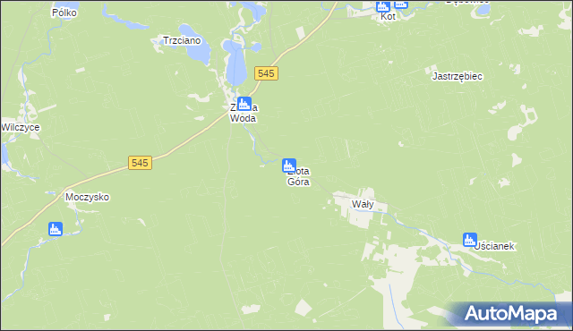 mapa Złota Góra gmina Nidzica, Złota Góra gmina Nidzica na mapie Targeo