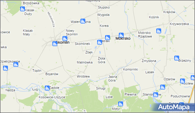 mapa Złota Góra gmina Skomlin, Złota Góra gmina Skomlin na mapie Targeo