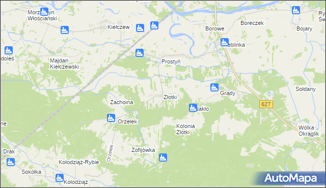 mapa Złotki gmina Sadowne, Złotki gmina Sadowne na mapie Targeo