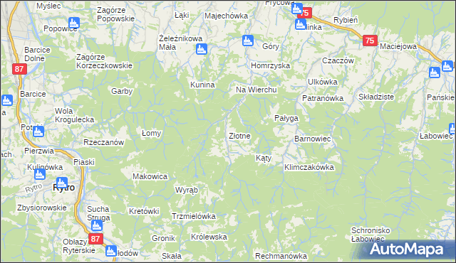 mapa Złotne, Złotne na mapie Targeo