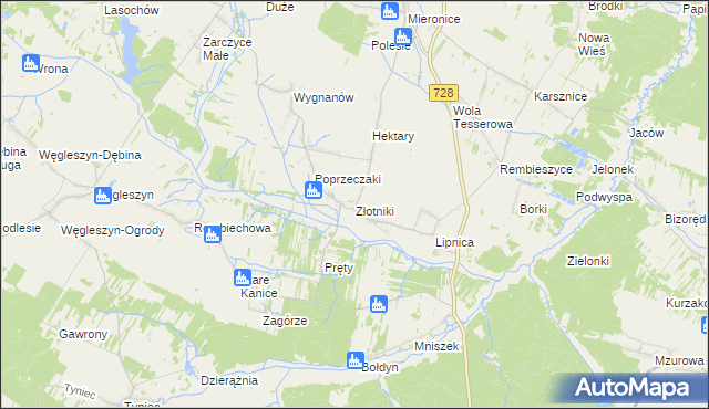 mapa Złotniki gmina Małogoszcz, Złotniki gmina Małogoszcz na mapie Targeo