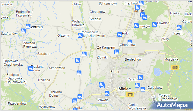 mapa Złotniki gmina Mielec, Złotniki gmina Mielec na mapie Targeo