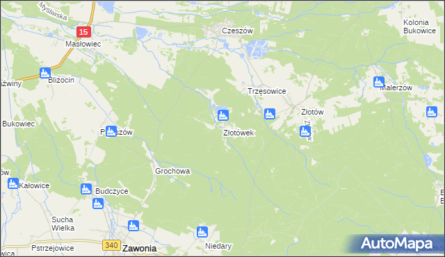 mapa Złotówek, Złotówek na mapie Targeo