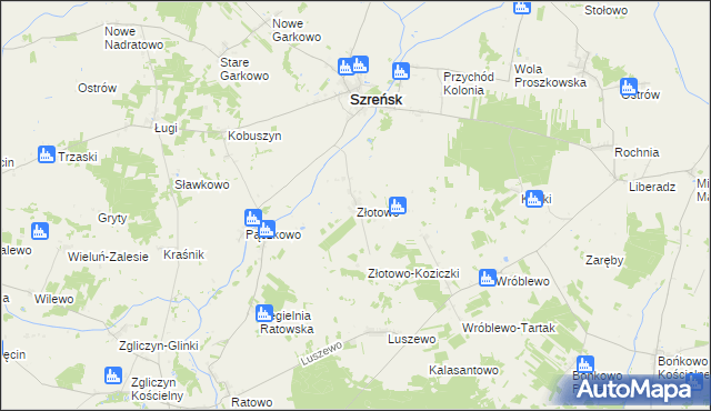 mapa Złotowo gmina Szreńsk, Złotowo gmina Szreńsk na mapie Targeo