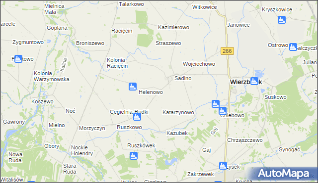 mapa Złotowo gmina Wierzbinek, Złotowo gmina Wierzbinek na mapie Targeo