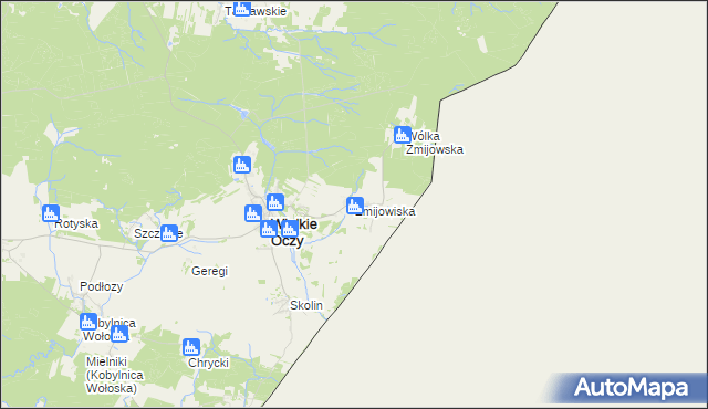 mapa Żmijowiska gmina Wielkie Oczy, Żmijowiska gmina Wielkie Oczy na mapie Targeo