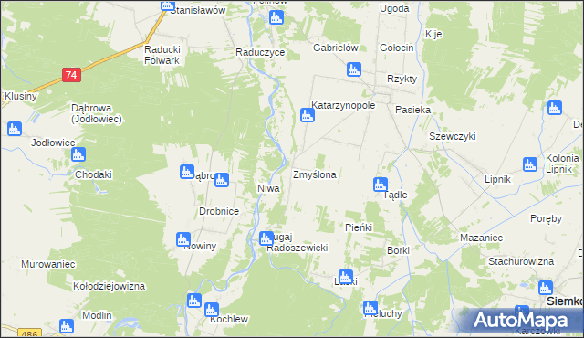 mapa Zmyślona gmina Siemkowice, Zmyślona gmina Siemkowice na mapie Targeo