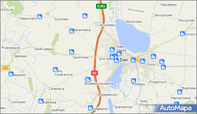 mapa Żnin-Wieś, Żnin-Wieś na mapie Targeo