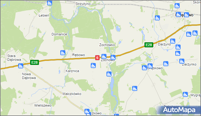 mapa Żochowo gmina Potęgowo, Żochowo gmina Potęgowo na mapie Targeo