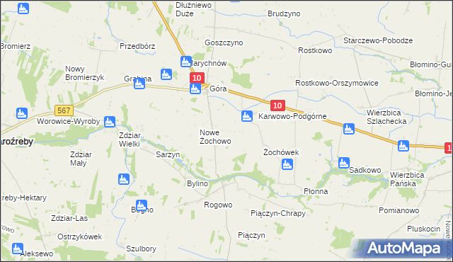 mapa Żochowo Stare, Żochowo Stare na mapie Targeo