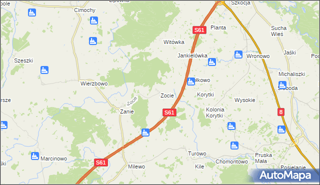 mapa Zocie, Zocie na mapie Targeo