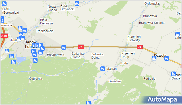 mapa Zofianka Dolna, Zofianka Dolna na mapie Targeo