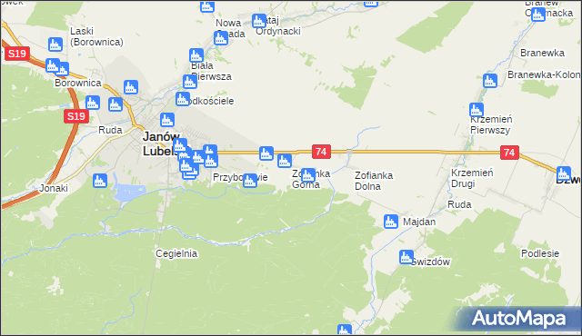 mapa Zofianka Górna, Zofianka Górna na mapie Targeo