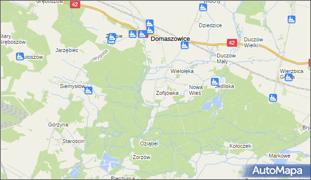 mapa Zofijówka gmina Domaszowice, Zofijówka gmina Domaszowice na mapie Targeo