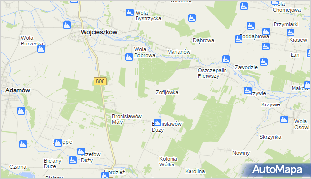 mapa Zofijówka gmina Wojcieszków, Zofijówka gmina Wojcieszków na mapie Targeo