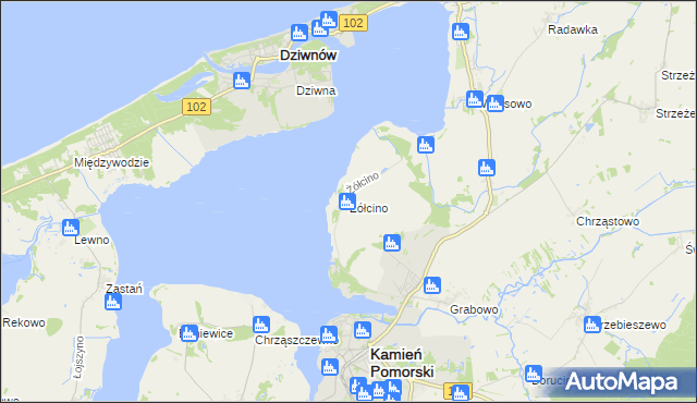 mapa Żółcino, Żółcino na mapie Targeo