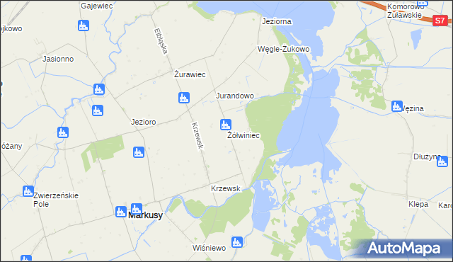 mapa Żółwiniec gmina Markusy, Żółwiniec gmina Markusy na mapie Targeo