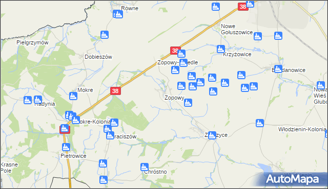 mapa Zopowy, Zopowy na mapie Targeo