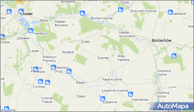 mapa Zosinek gmina Chodel, Zosinek gmina Chodel na mapie Targeo