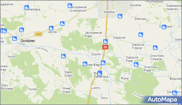 mapa Zosinki, Zosinki na mapie Targeo