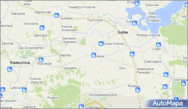 mapa Źrebce, Źrebce na mapie Targeo