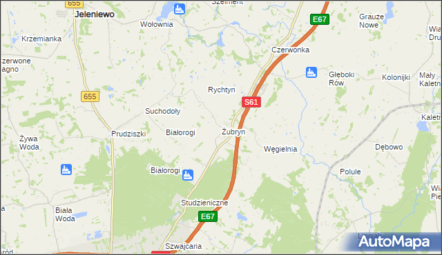 mapa Żubryn, Żubryn na mapie Targeo