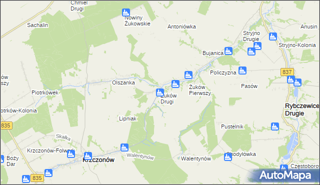 mapa Żuków Drugi, Żuków Drugi na mapie Targeo