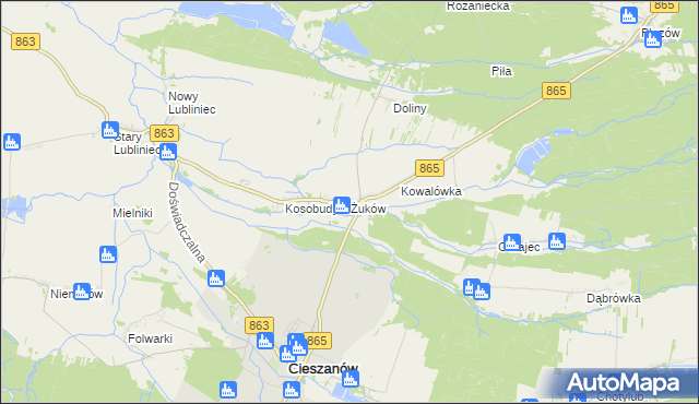 mapa Żuków gmina Cieszanów, Żuków gmina Cieszanów na mapie Targeo