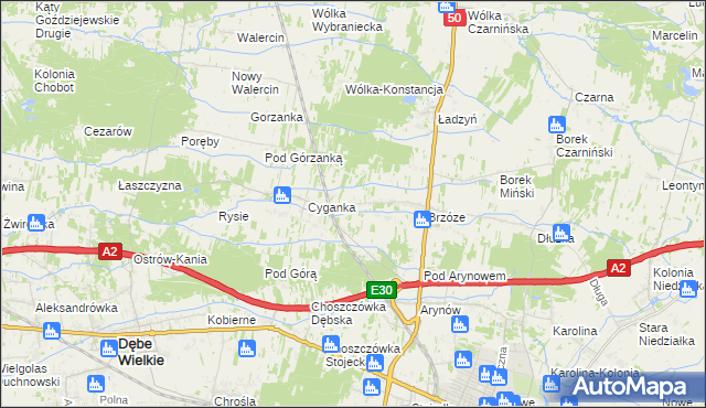 mapa Żuków gmina Mińsk Mazowiecki, Żuków gmina Mińsk Mazowiecki na mapie Targeo