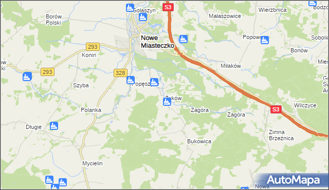 mapa Żuków gmina Nowe Miasteczko, Żuków gmina Nowe Miasteczko na mapie Targeo