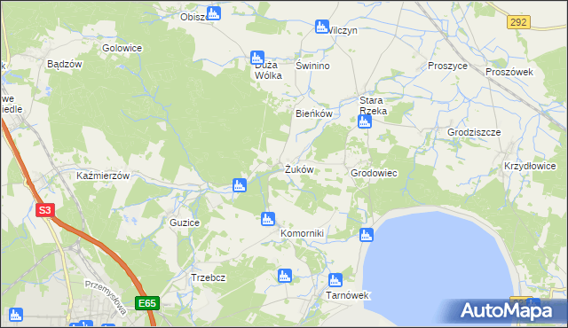 mapa Żuków gmina Polkowice, Żuków gmina Polkowice na mapie Targeo