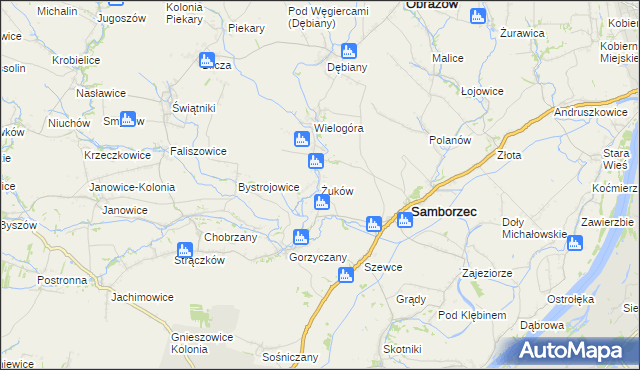 mapa Żuków gmina Samborzec, Żuków gmina Samborzec na mapie Targeo