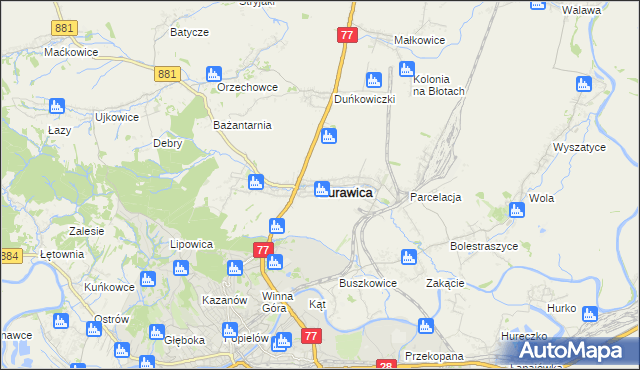 mapa Żurawica powiat przemyski, Żurawica powiat przemyski na mapie Targeo